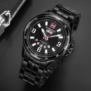 NAVIFORCE marine noir noir NF9106M montre homme de luxe original montre à quartz analogique en métal