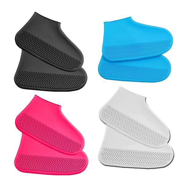 2 paires de couvre-chaussures imperméables Imperméable Semelle intérieure  en silicone réutilisable antidérapante Couvre-chaussures de pluie, taille:  L (rose, tube court)