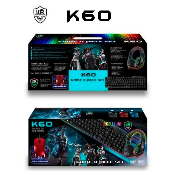 KIT pour gamer 4 en 1 clavier souris tapis et casque RGB k 60 - Hanoutdz