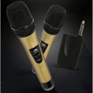 Pack de 2 microphone à main professionnel sans fil UHF universel pour karaoké animation et conférence noir-hanoutdz