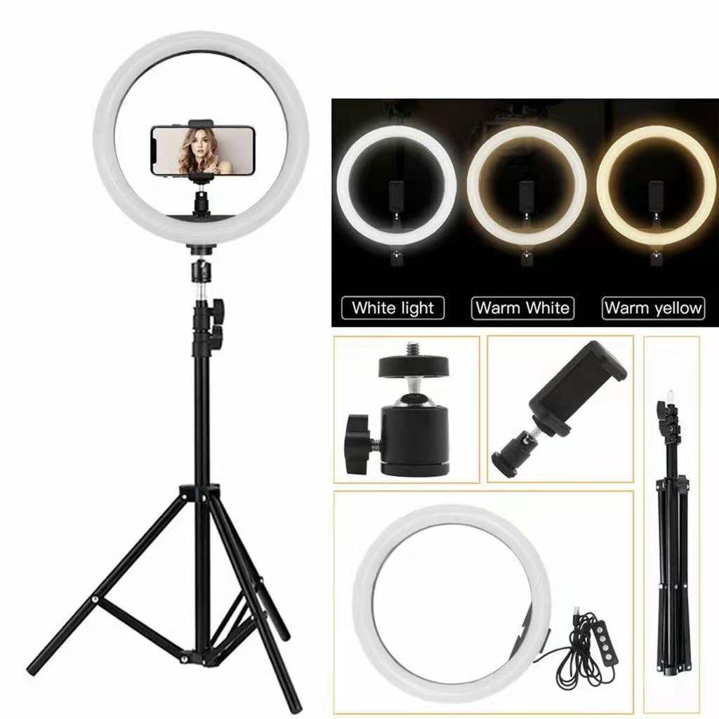 Ring Light 26cm RGB MJ18 Avec 3 Niveau De Blanc +trépied anneau lumineux pour selfie-hanoutdz-1