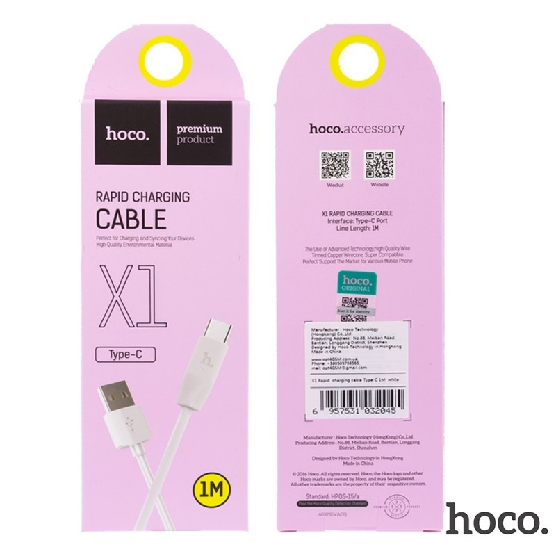 HOCO X1 cable De Charge et de transfert de Données Pour USB Type-C 2.1A 1 m-hanoutdz-1
